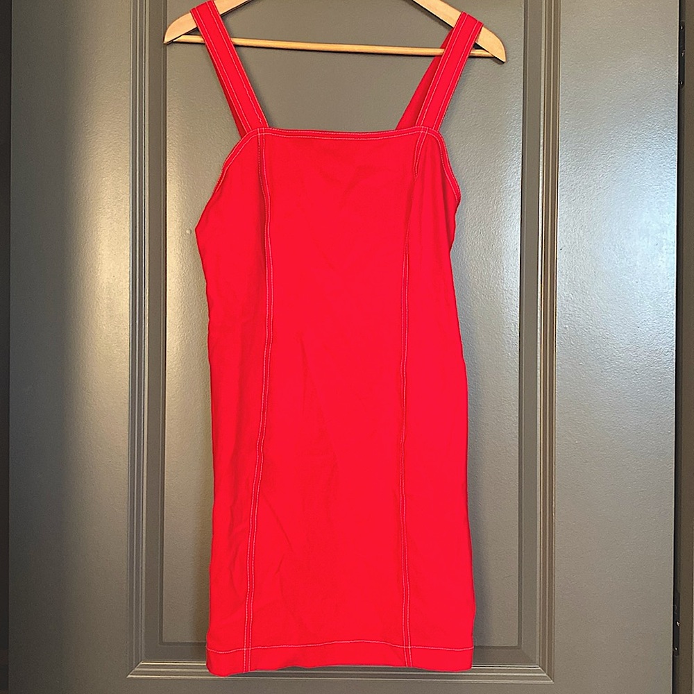 Red dress white stitching